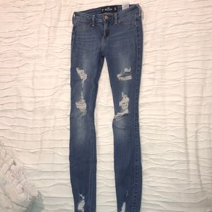 Ripped blue skinny jeans